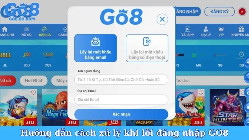 Hướng dẫn cách xử lý khi lỗi đăng nhập GO8