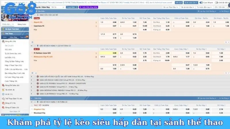 Khám phá tỷ lệ kèo siêu hấp dẫn tại sảnh thể thao